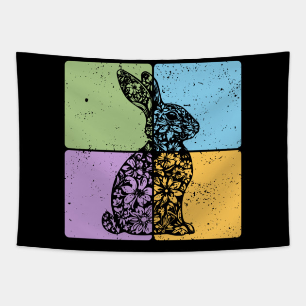 Rabbit Silhouette Elegant Minimalist Art Tapestry by TuncGK