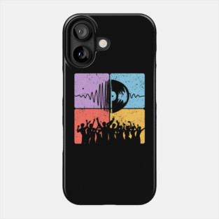 Music Festival Crowd and Soundwave Art Phone Case