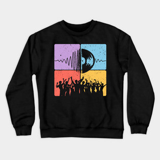 Music Festival Crowd and Soundwave Art Crewneck Sweatshirt