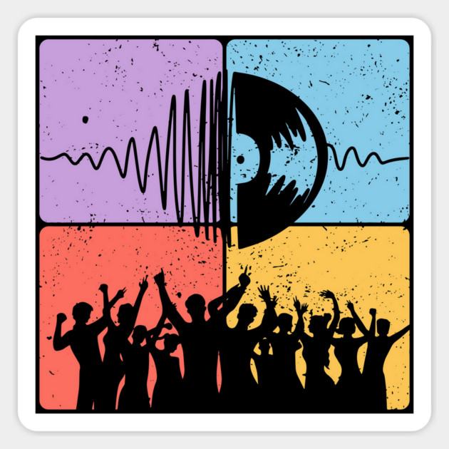 Music Festival Crowd and Soundwave Art Magnet by TuncGK