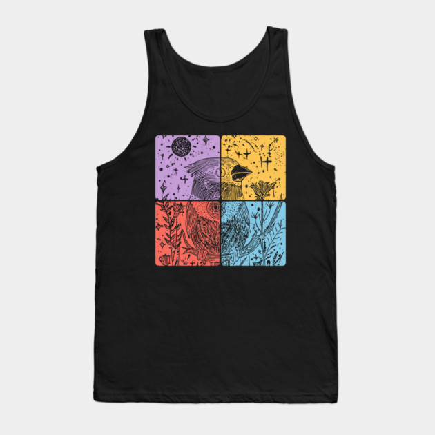 Red Cardinal Bird Silhouette Retro Nature Art Tank Top by TuncGK