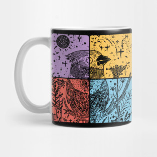 Red Cardinal Bird Silhouette Retro Nature Art Mug