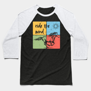 Ride the Wind – Freedom and Horse Art Baseball T-Shirt