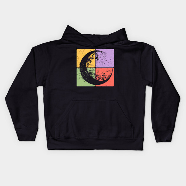 Crescent Moon and Night Sky Celestial Art Kids Hoodie by TuncGK