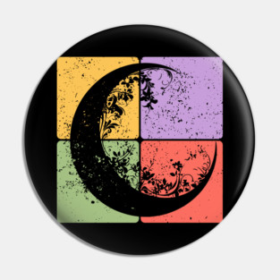 Crescent Moon and Night Sky Celestial Art Pin