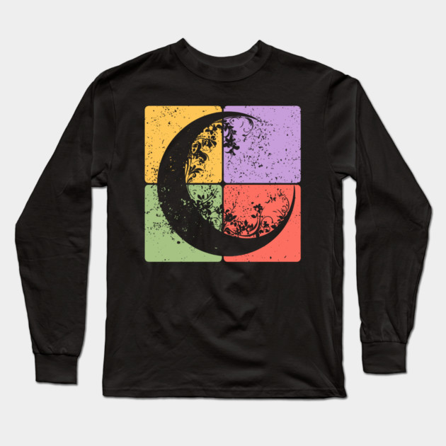 Crescent Moon and Night Sky Celestial Art Long Sleeve T-Shirt by TuncGK