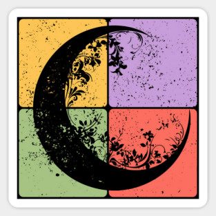 Crescent Moon and Night Sky Celestial Art Sticker