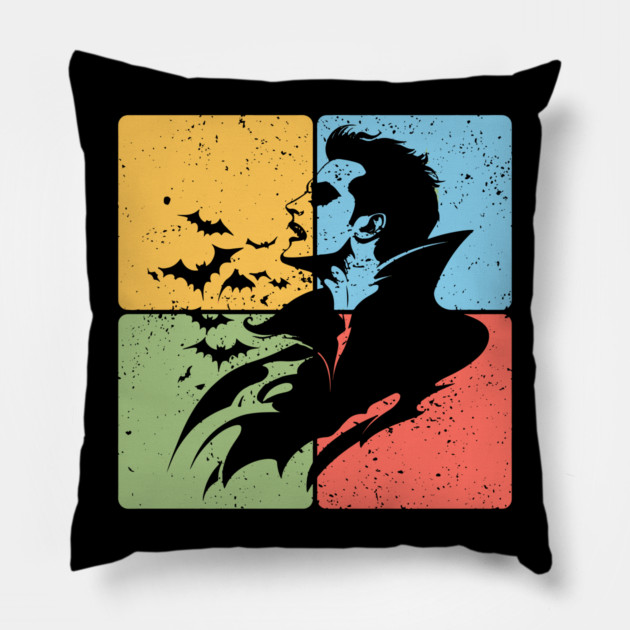 Dracula Silhouette Gothic Horror Art Pillow by TuncGK