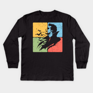 Dracula Silhouette Gothic Horror Art Kids Long Sleeve T-Shirt
