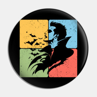 Dracula Silhouette Gothic Horror Art Pin