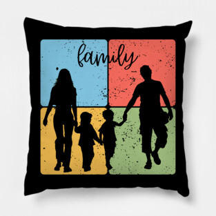 Family Silhouette Togetherness and Love Art Pillow