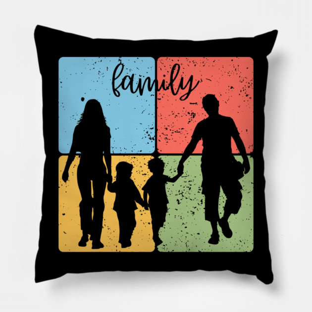 Family Silhouette Togetherness and Love Art Pillow by TuncGK