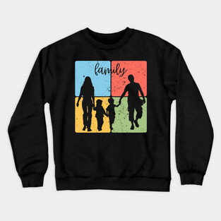 Family Silhouette Togetherness and Love Art Crewneck Sweatshirt