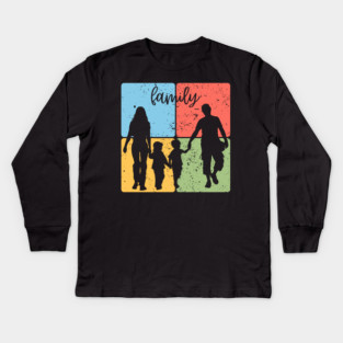 Family Silhouette Togetherness and Love Art Kids Long Sleeve T-Shirt