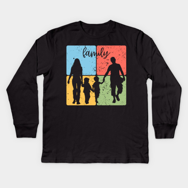 Family Silhouette Togetherness and Love Art Kids Long Sleeve T-Shirt by TuncGK