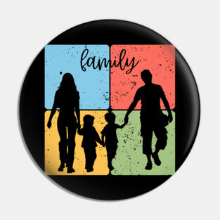 Family Silhouette Togetherness and Love Art Pin