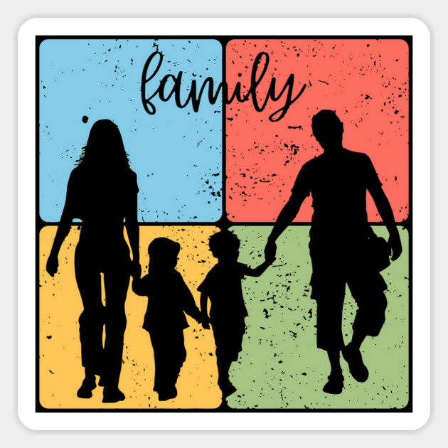 Family Silhouette Togetherness and Love Art Magnet by TuncGK