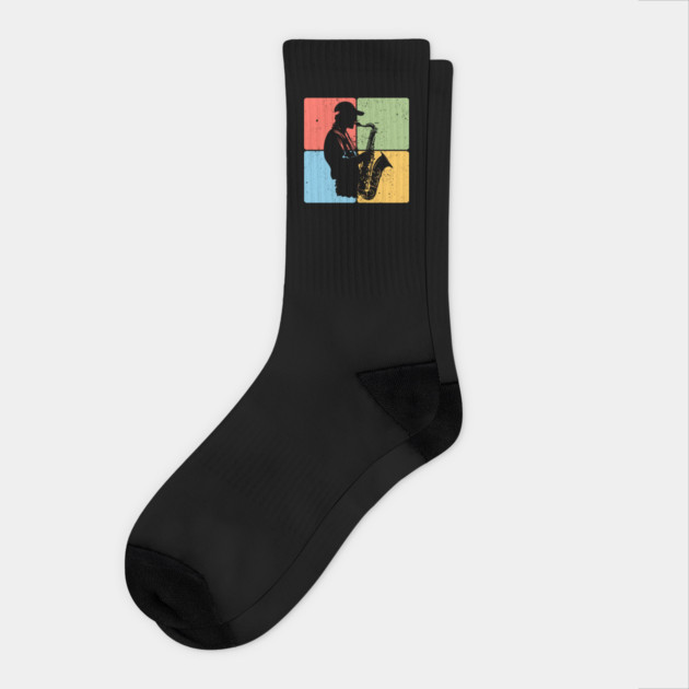 Jazz Saxophone Player Retro Music Art Socks by TuncGK