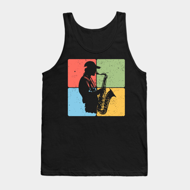 Jazz Saxophone Player Retro Music Art Tank Top by TuncGK