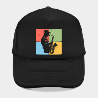 Jazz Saxophone Player Retro Music Art Hat