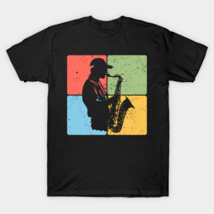 Jazz Saxophone Player Retro Music Art T-Shirt