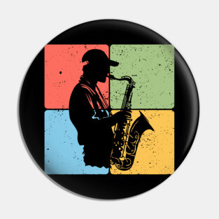 Jazz Saxophone Player Retro Music Art Pin