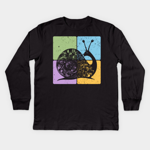 Snail Silhouette Nature-Inspired Minimalist Art Kids Long Sleeve T-Shirt by TuncGK