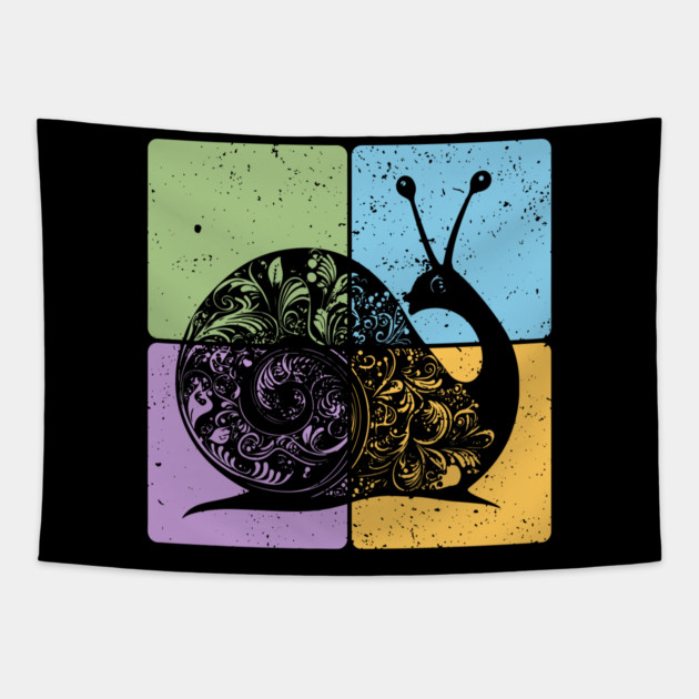 Snail Silhouette Nature-Inspired Minimalist Art Tapestry by TuncGK