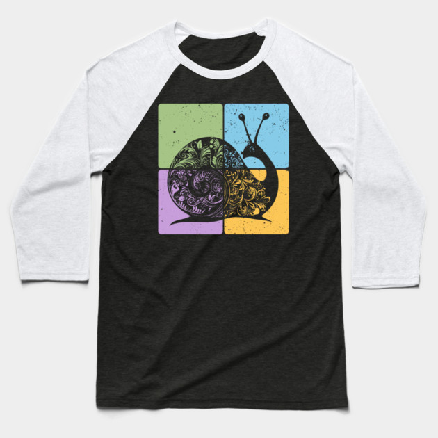 Snail Silhouette Nature-Inspired Minimalist Art Baseball T-Shirt by TuncGK