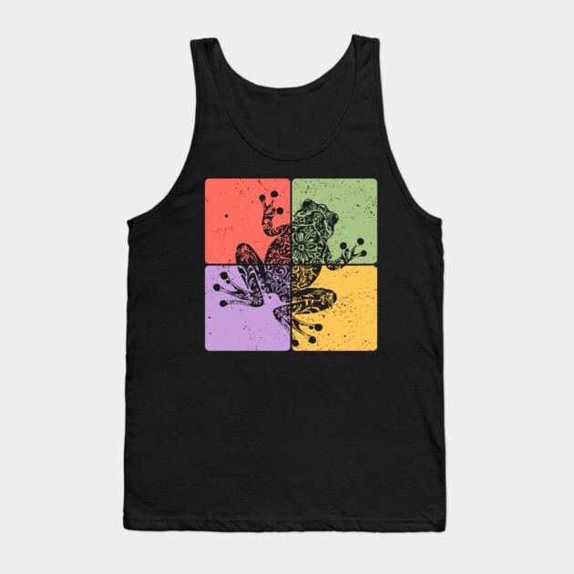 Frog Silhouette Retro Nature Wildlife Art Tank Top by TuncGK