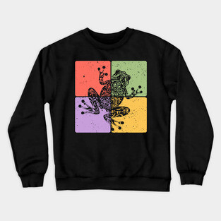 Frog Silhouette Retro Nature Wildlife Art Crewneck Sweatshirt