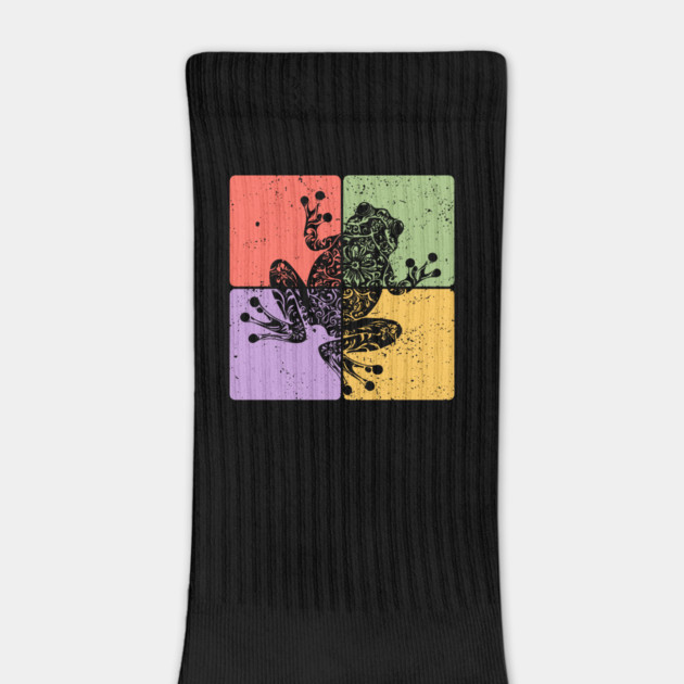 Frog Silhouette Retro Nature Wildlife Art by TuncGK