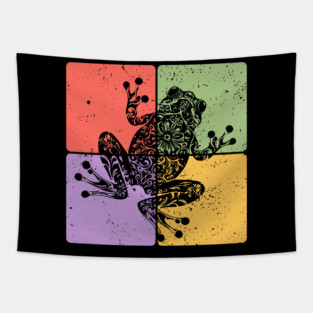 Frog Silhouette Retro Nature Wildlife Art Tapestry