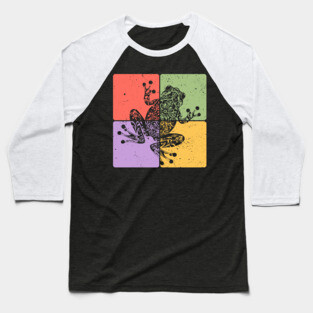 Frog Silhouette Retro Nature Wildlife Art Baseball T-Shirt