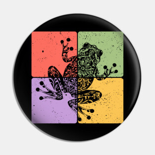 Frog Silhouette Retro Nature Wildlife Art Pin