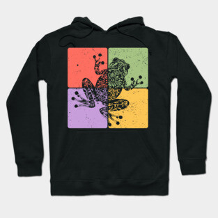 Frog Silhouette Retro Nature Wildlife Art Hoodie