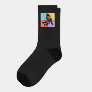 Sparrow Bird Silhouette Peaceful Nature Art Socks