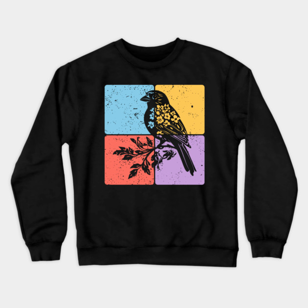 Sparrow Bird Silhouette Peaceful Nature Art Crewneck Sweatshirt by TuncGK
