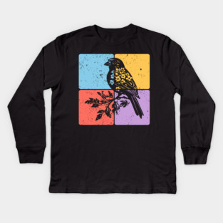 Sparrow Bird Silhouette Peaceful Nature Art Kids Long Sleeve T-Shirt