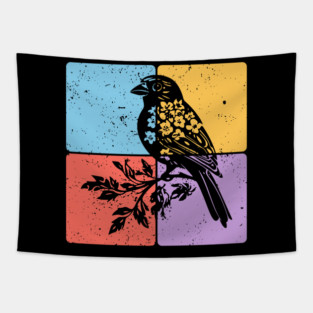 Sparrow Bird Silhouette Peaceful Nature Art Tapestry