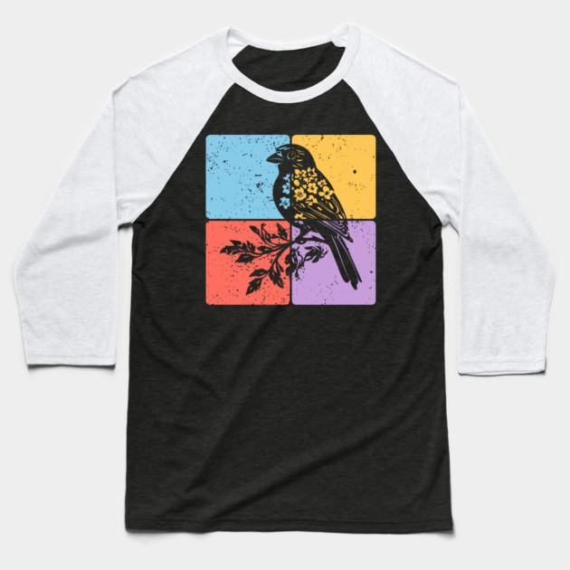 Sparrow Bird Silhouette Peaceful Nature Art Baseball T-Shirt by TuncGK