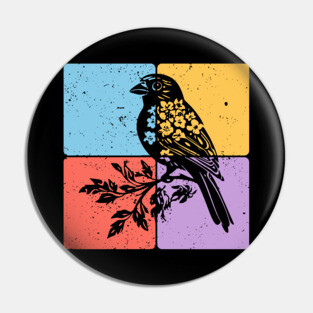 Sparrow Bird Silhouette Peaceful Nature Art Pin