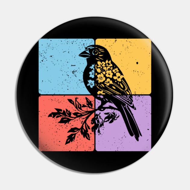 Sparrow Bird Silhouette Peaceful Nature Art Pin by TuncGK