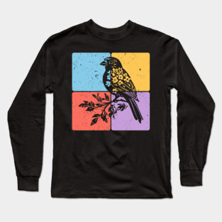 Sparrow Bird Silhouette Peaceful Nature Art Long Sleeve T-Shirt