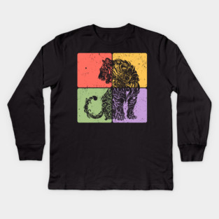 Tiger Silhouette Majestic Wildlife Art Kids Long Sleeve T-Shirt