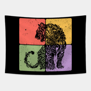 Tiger Silhouette Majestic Wildlife Art Tapestry