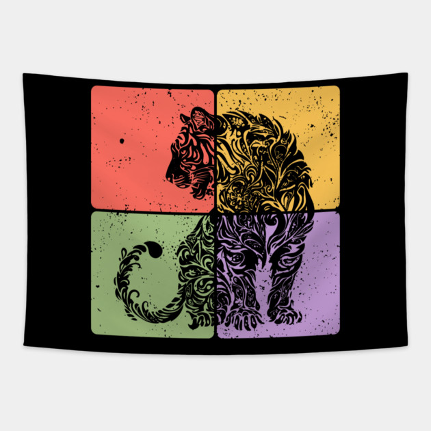 Tiger Silhouette Majestic Wildlife Art Tapestry by TuncGK