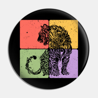 Tiger Silhouette Majestic Wildlife Art Pin