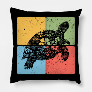 Tortoise Silhouette Slow and Steady Minimalist Art Pillow