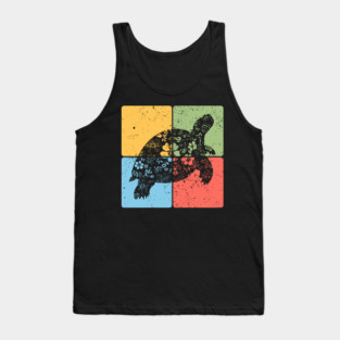 Tortoise Silhouette Slow and Steady Minimalist Art Tank Top